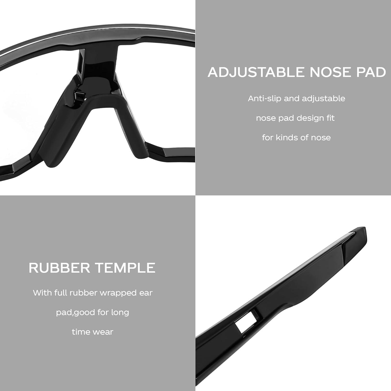 image:imageFEISEDY Photochromic Cycling Glasses for Men Women Clear Mountain Bike Sunglasses Sports Baseball B0133