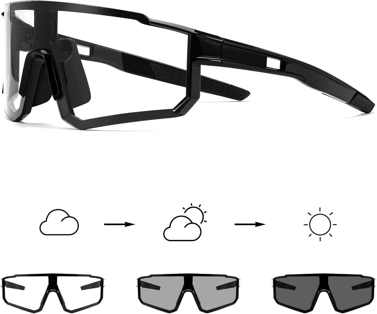 image:imageFEISEDY Photochromic Cycling Glasses for Men Women Clear Mountain Bike Sunglasses Sports Baseball B0133