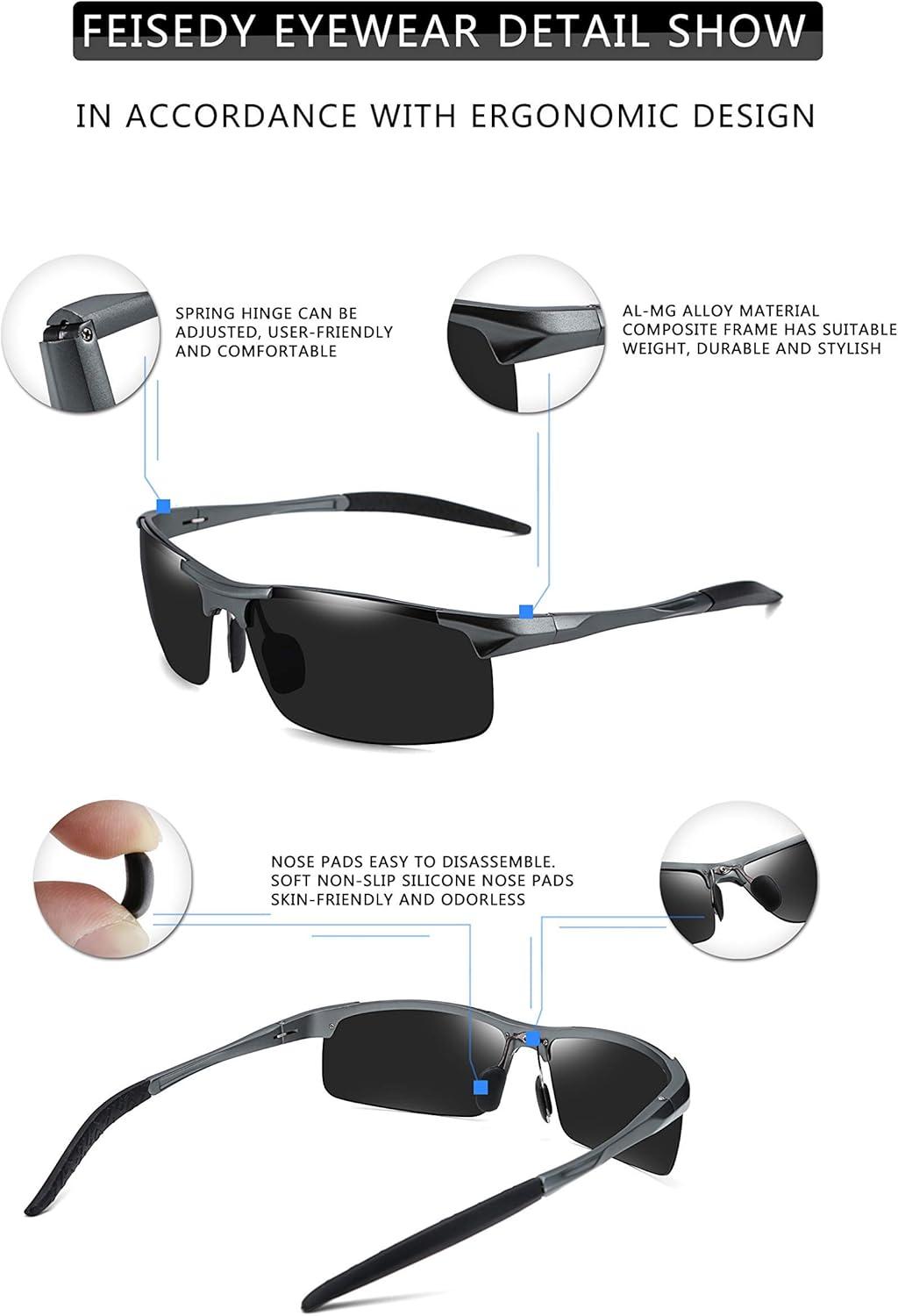 image:imageFEISEDY Classic Men Sport Polarized Sunglasses Driving Unbreakable Frame UV400 B2442