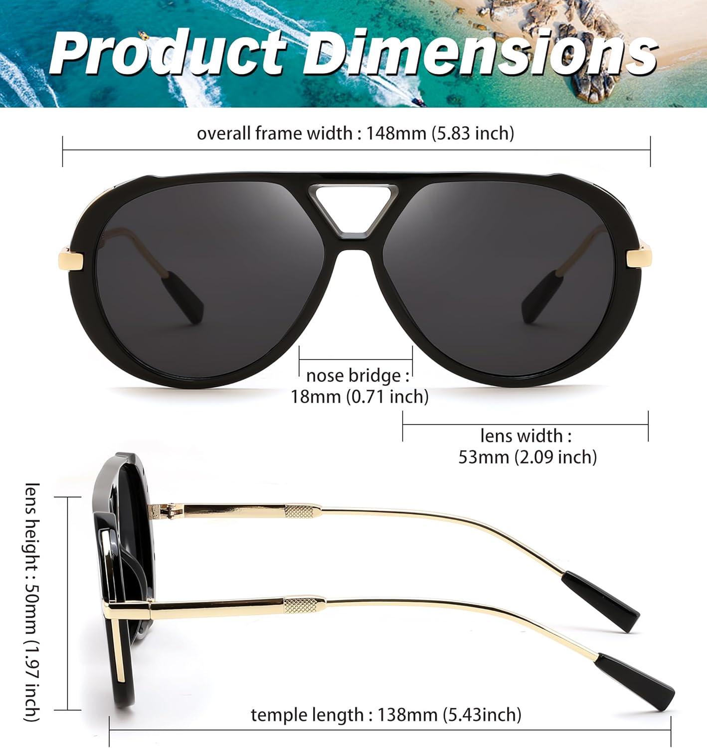 image:imageFEISEDY Retro Aviator Sunglasses for Women Men Vintage Trendy Metal 70s Aviators Sun Glasses B0405Black Frame Grey Lens