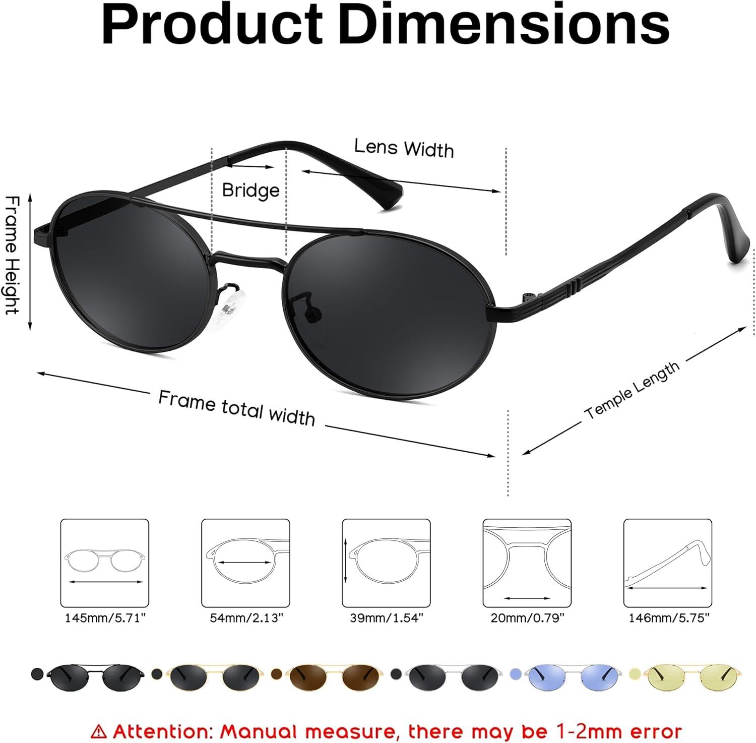 image:imageFEISEDY Retro Oval 90s Metal Sunglasses for Women Trendy Narrow Sun Glasses Fashion Shades B4183Black FrameGrey Lens