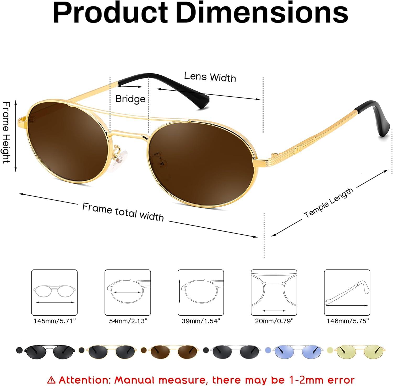 image:imageFEISEDY Retro Oval 90s Metal Sunglasses for Women Trendy Narrow Sun Glasses Fashion Shades B4183Gold FrameBrown Lens