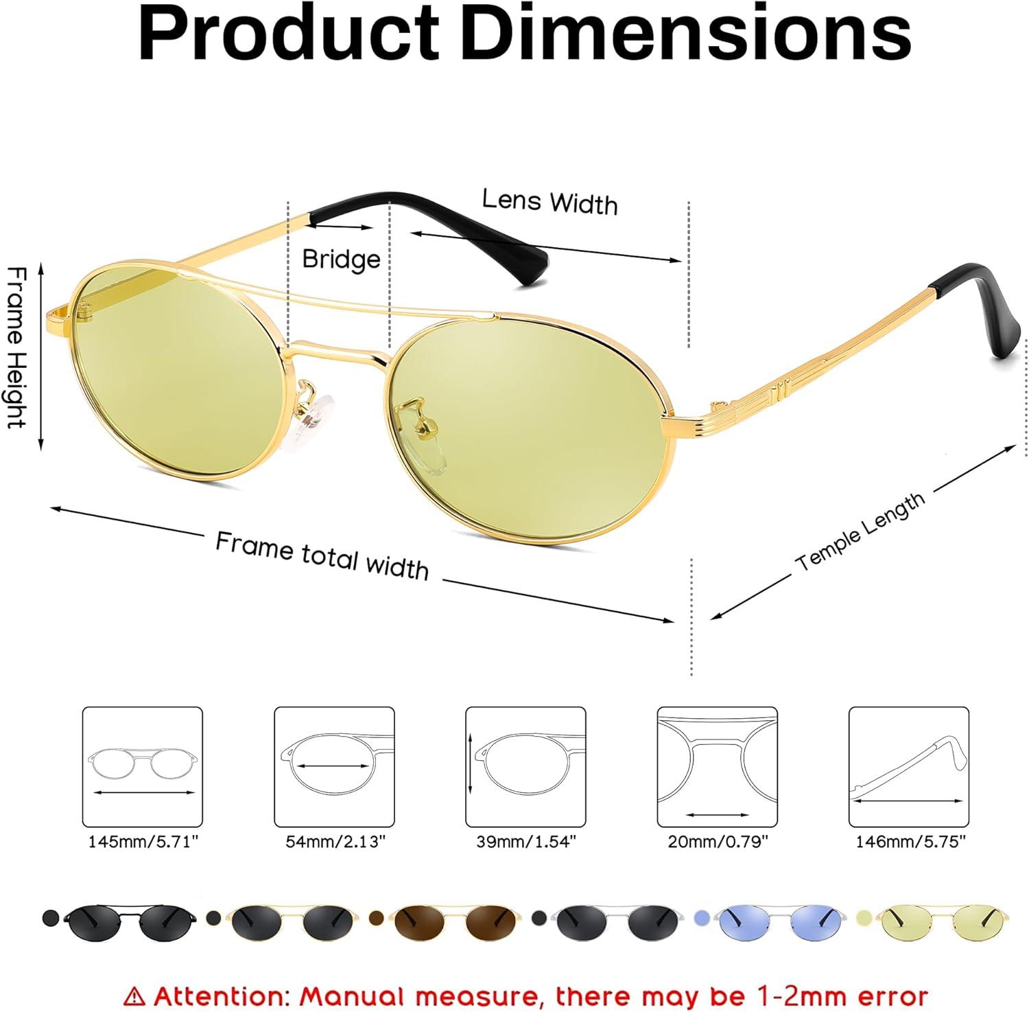 image:imageFEISEDY Retro Oval 90s Metal Sunglasses for Women Trendy Narrow Sun Glasses Fashion Shades B4183Gold FrameGreen Lens