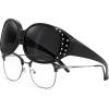 image:imageFEISEDY Womens Polarized WrapAround Fit Over Sunglasses with Rhinestones AntiGlare Driving Sun Glasses B0362BlackGrey