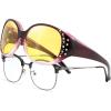 image:imageFEISEDY Womens Polarized WrapAround Fit Over Sunglasses with Rhinestones AntiGlare Driving Sun Glasses B0362Gradual PurpleBlack