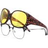 image:imageFEISEDY Womens Polarized WrapAround Fit Over Sunglasses with Rhinestones AntiGlare Driving Sun Glasses B0362TortoiseYellow