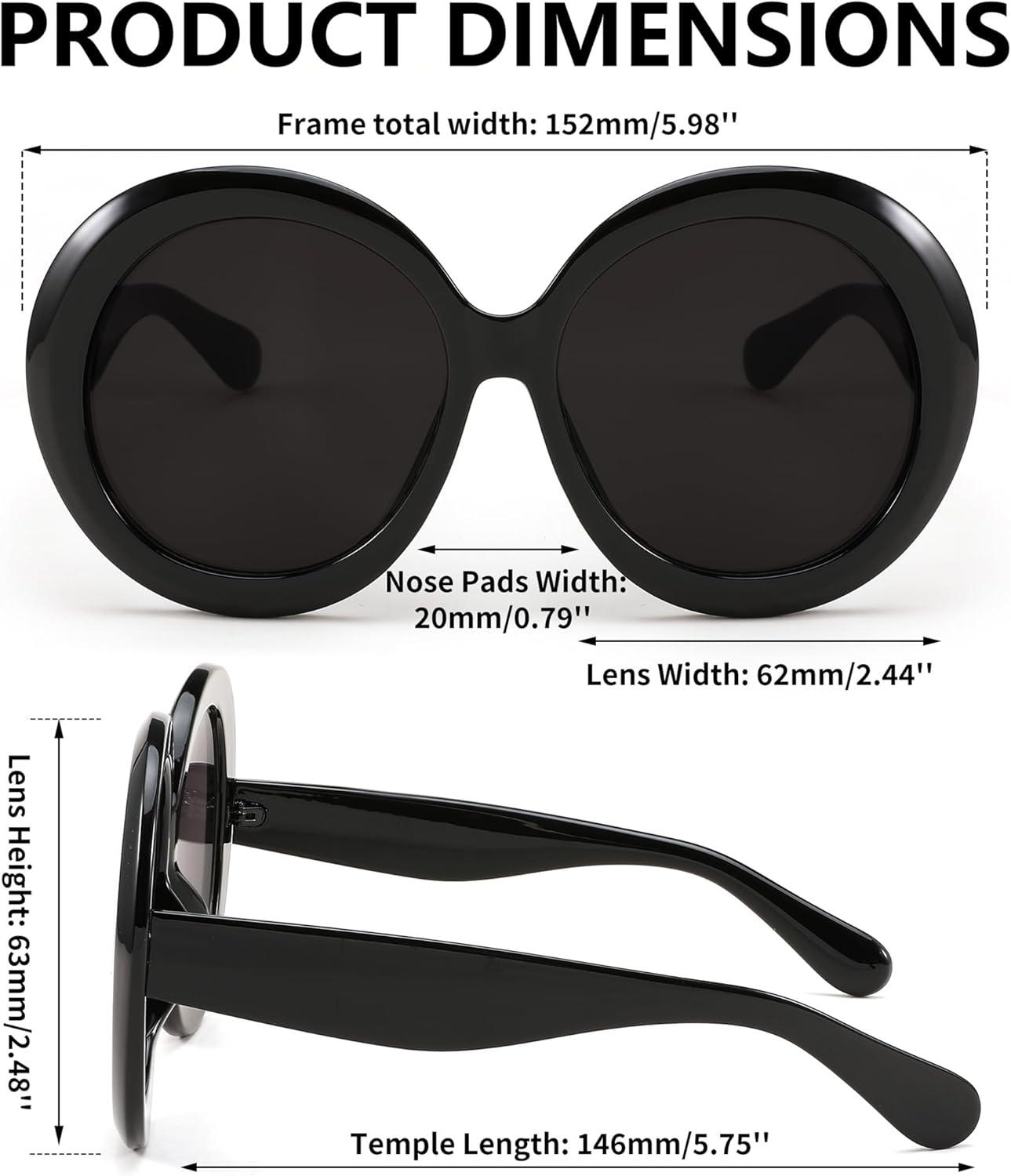 image:imageFEISEDY Oval Oversized Trendy Sunglasses Women Men Stylish Retro Big Frame Vacation Sun Glasees UV400 Protection B0017006black