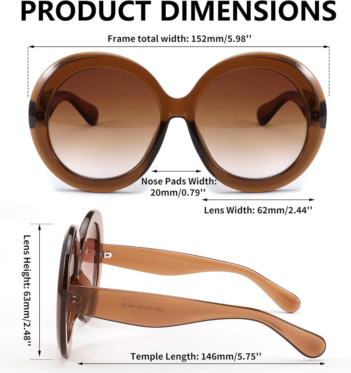 image:imageFEISEDY Oval Oversized Trendy Sunglasses Women Men Stylish Retro Big Frame Vacation Sun Glasees UV400 Protection B0017007tea