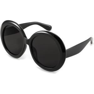 FEISEDY Oval Oversized Trendy Sunglasses Women Men Stylish Retro Big Frame Vacation Sun Glasees UV400 Protection B0017(006black)
