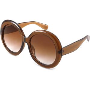FEISEDY Oval Oversized Trendy Sunglasses Women Men Stylish Retro Big Frame Vacation Sun Glasees UV400 Protection B0017(007tea)