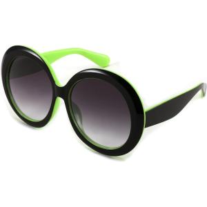 FEISEDY Oval Oversized Trendy Sunglasses Women Men Stylish Retro Big Frame Vacation Sun Glasees UV400 Protection B0017(008black – Green)