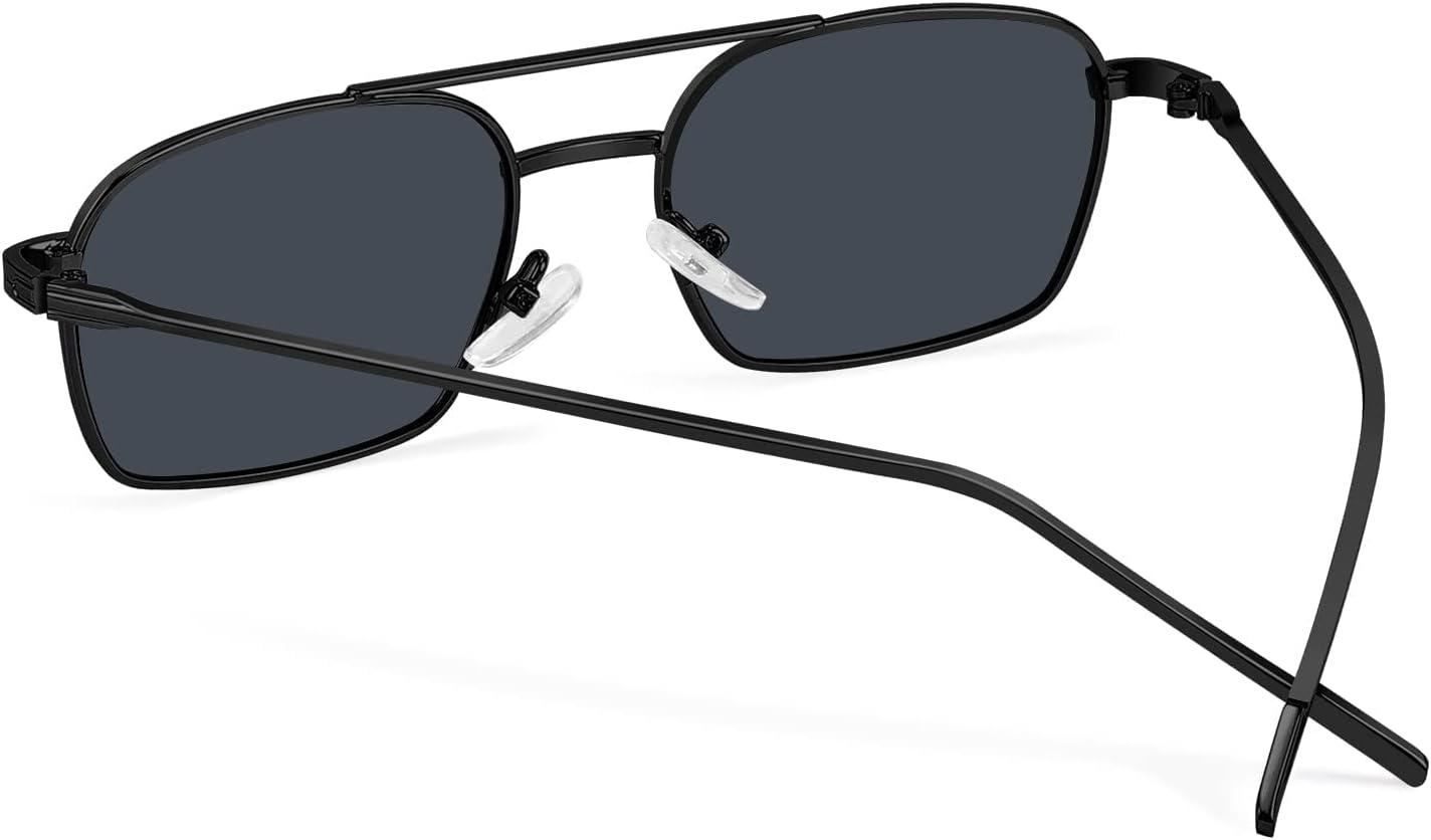 image:imageFEISEDY Fashion Square Aviator Sunglasses Women Men Trendy Retro Metal Frame Sun Glasses Candy Color Lens B1036004 Black FrameGray Lens