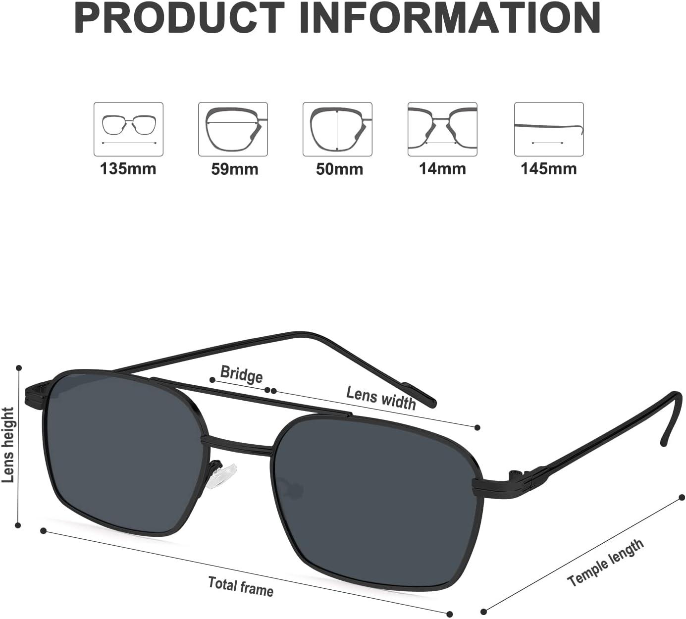 image:imageFEISEDY Fashion Square Aviator Sunglasses Women Men Trendy Retro Metal Frame Sun Glasses Candy Color Lens B1036004 Black FrameGray Lens