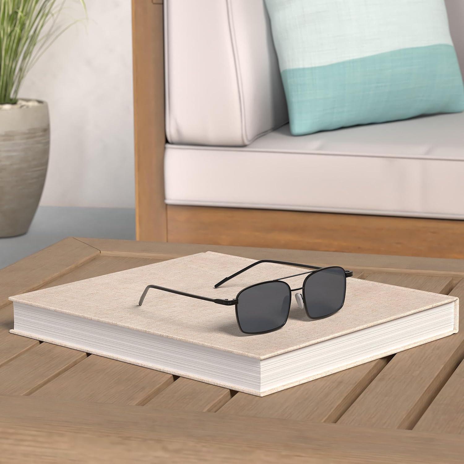 image:imageFEISEDY Fashion Square Aviator Sunglasses Women Men Trendy Retro Metal Frame Sun Glasses Candy Color Lens B1036004 Black FrameGray Lens