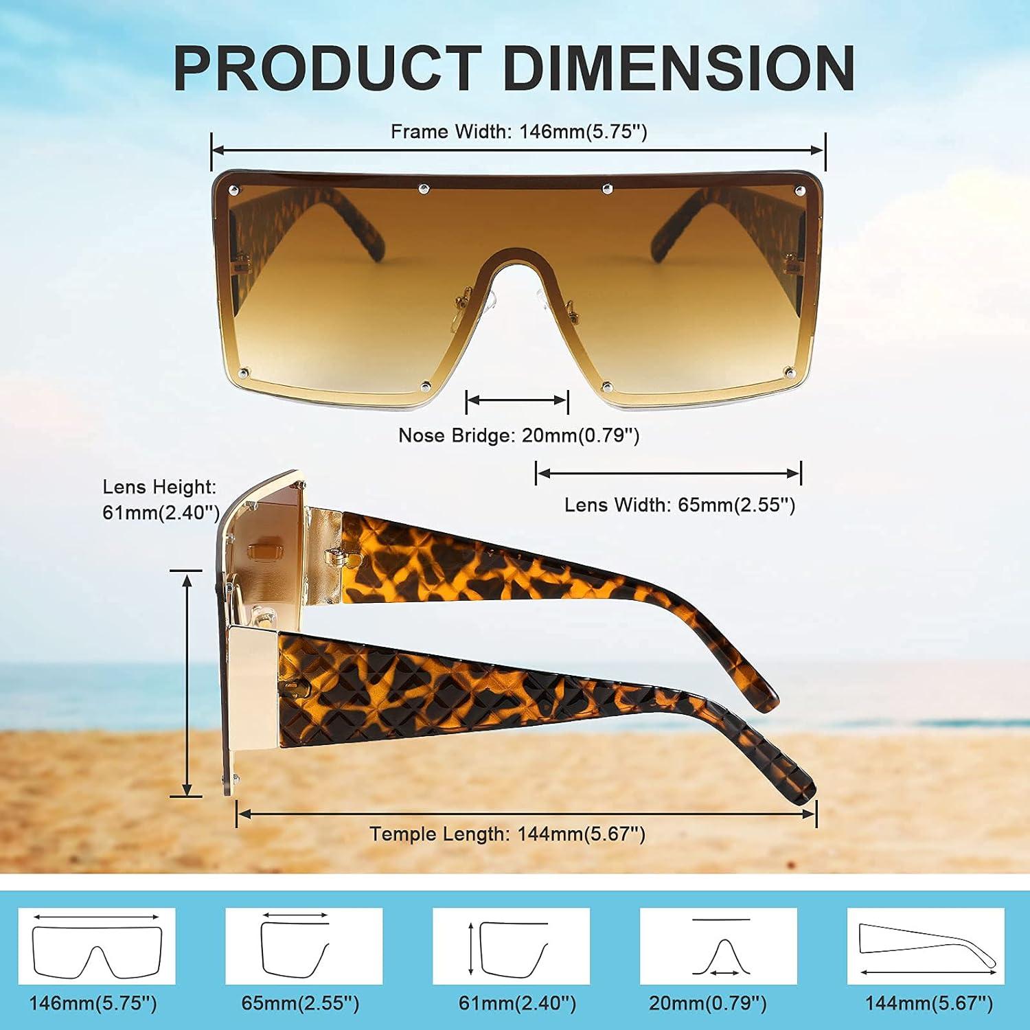 image:imageFEISEDY Oversized Square Sunglasses for Women Men Flat Top Shield Sunglasses One Piece Frameless Shades B2767Gradient Brown