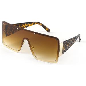 FEISEDY Oversized Square Sunglasses for Women Men Flat Top Shield Sunglasses One Piece Frameless Shades B2767(Gradient Brown)