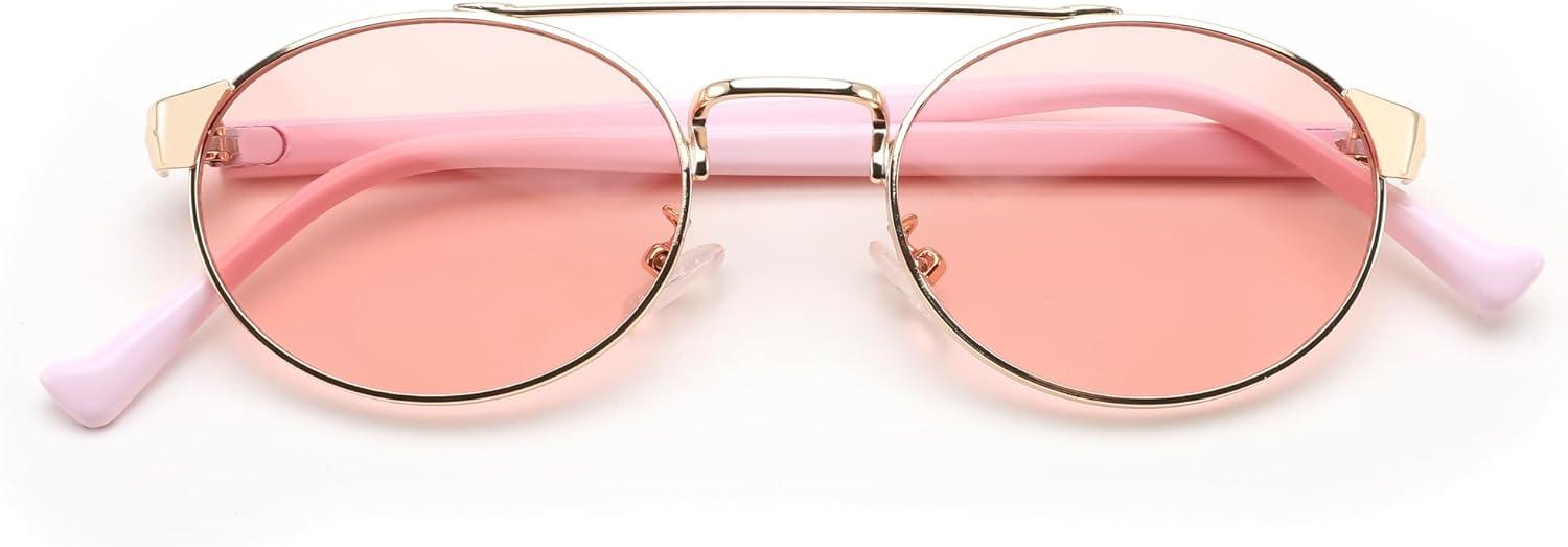 image:imageFEISEDY Classic Trendy Oval Sunglasses Women Men Cute Small Shade Metal Frame Sunnies B0264PinkPink
