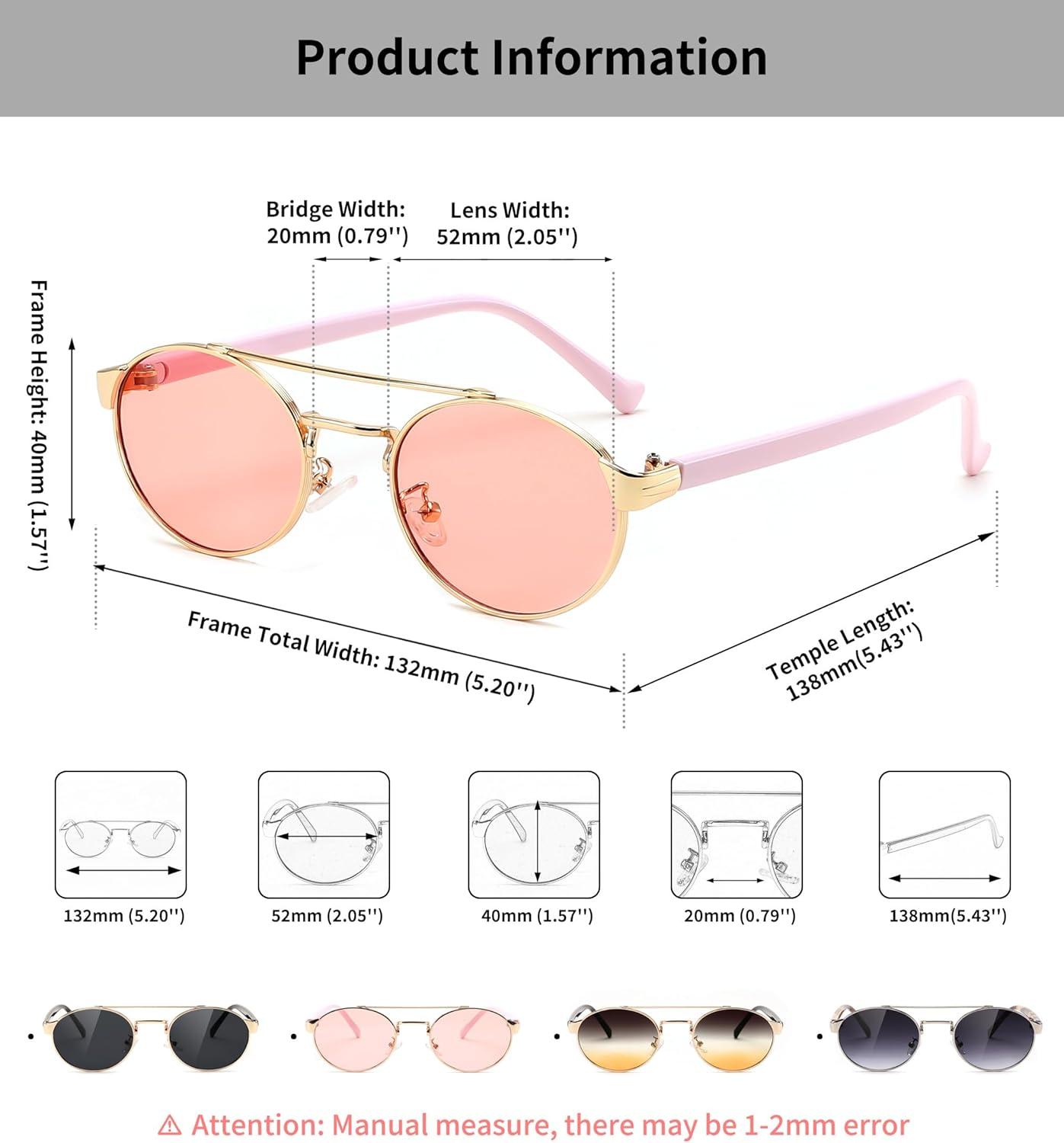 image:imageFEISEDY Classic Trendy Oval Sunglasses Women Men Cute Small Shade Metal Frame Sunnies B0264PinkPink