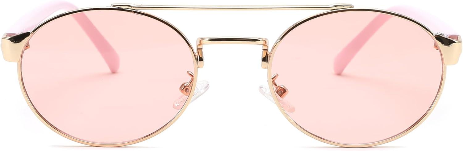 image:imageFEISEDY Classic Trendy Oval Sunglasses Women Men Cute Small Shade Metal Frame Sunnies B0264PinkPink