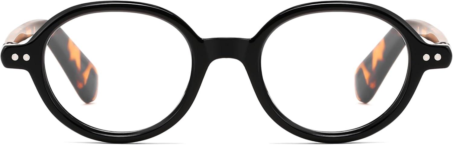 image:imageFEISEDY Vintage Oval Blue Light Reading Glasses for Women Stylish Lightweight 90s Reader B0327Black Frametortoise Leg