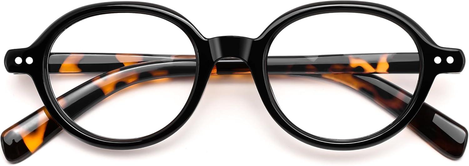 image:imageFEISEDY Vintage Oval Blue Light Reading Glasses for Women Stylish Lightweight 90s Reader B0327Black Frametortoise Leg