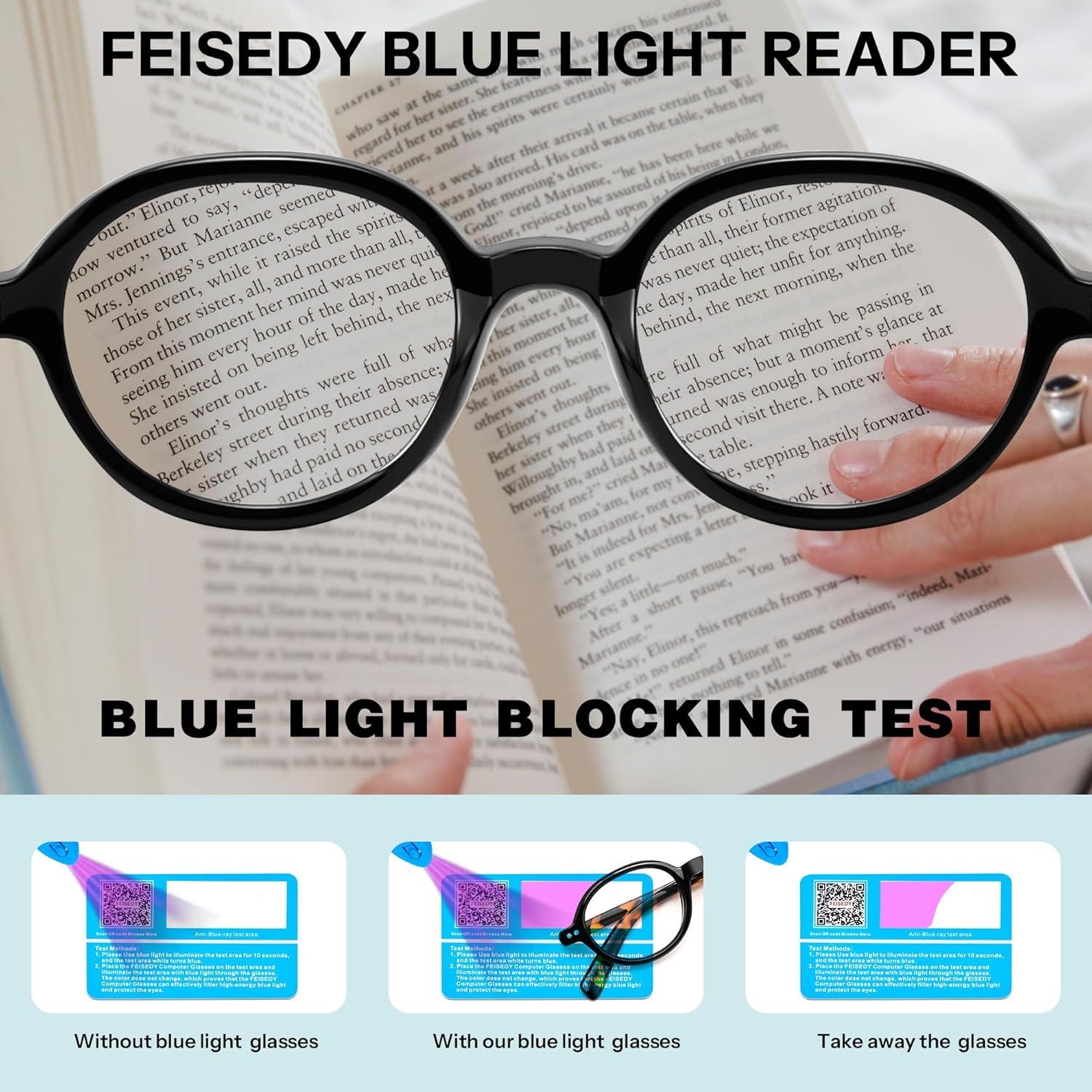 image:imageFEISEDY Vintage Oval Blue Light Reading Glasses for Women Stylish Lightweight 90s Reader B0327Black Frametortoise Leg