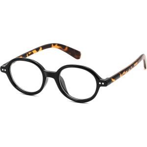 FEISEDY Vintage Oval Blue Light Reading Glasses for Women, Stylish Lightweight 90s Reader B0327(Black Frame-tortoise Leg)