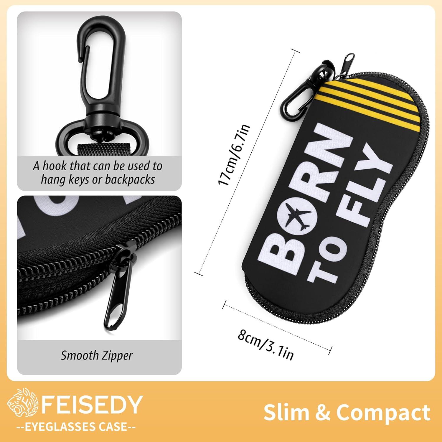 image:imageFEISEDY 2Pack Sunglasses Soft Case Ultra Light Neoprene Zipper Portable Eyeglass Pouch with Belt Clip B0385Glasses Pilot