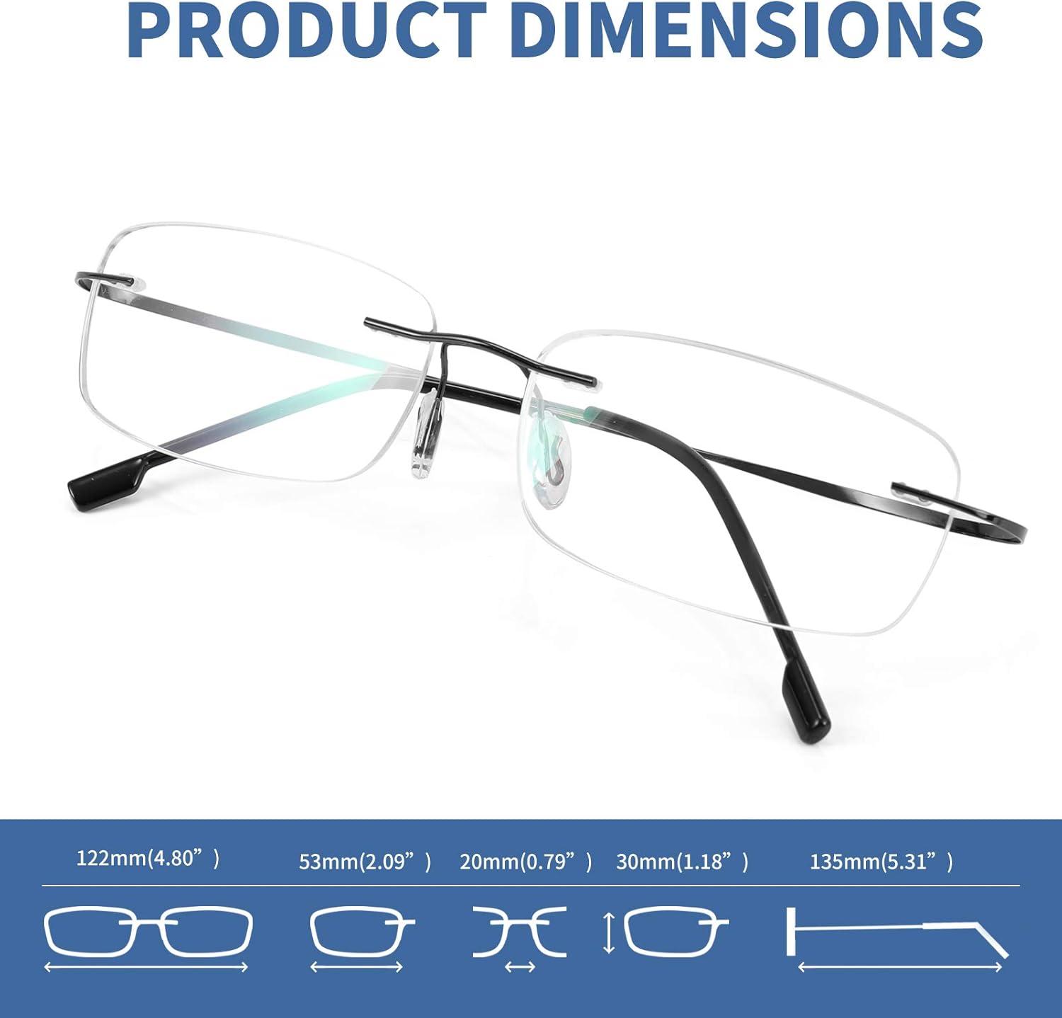 image:imageFEISEDY Lightweight Rimless Titanium Stainless Steel AntiBlue Light Reading Glasses B2686Black