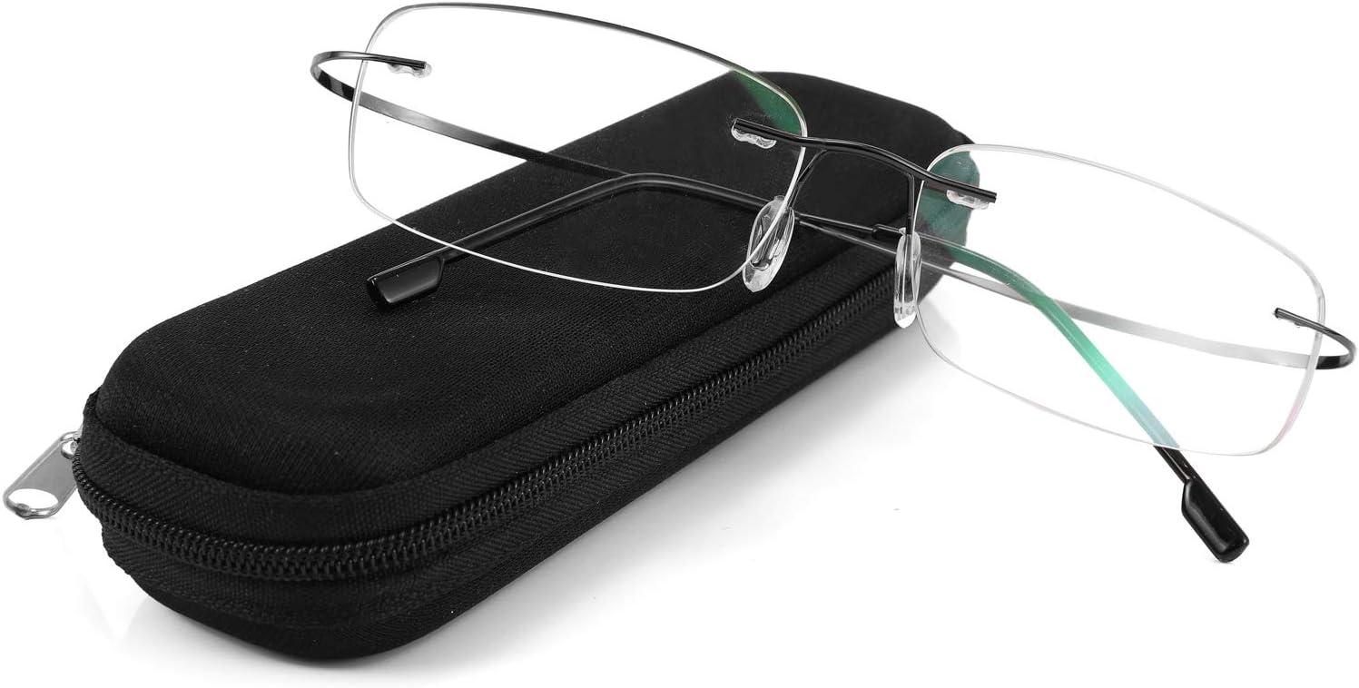 image:imageFEISEDY Lightweight Rimless Titanium Stainless Steel AntiBlue Light Reading Glasses B2686Black