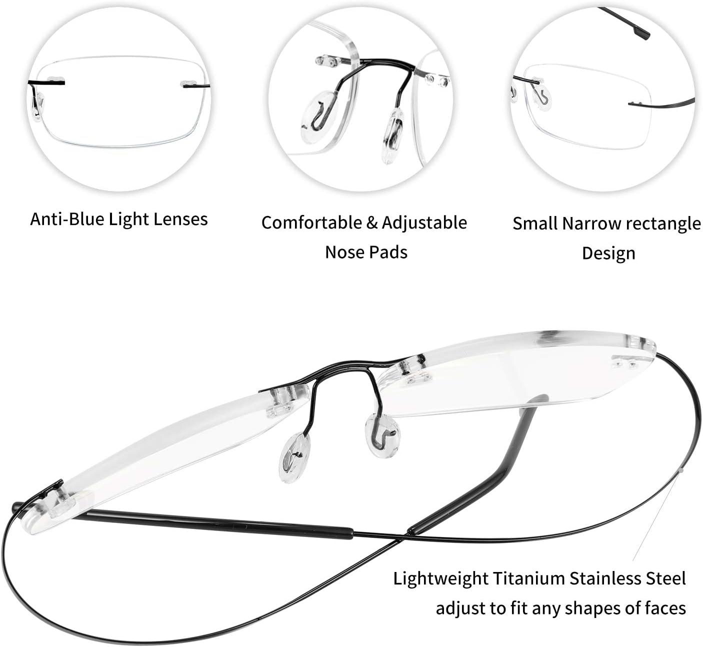 image:imageFEISEDY Lightweight Rimless Titanium Stainless Steel AntiBlue Light Reading Glasses B2686Black