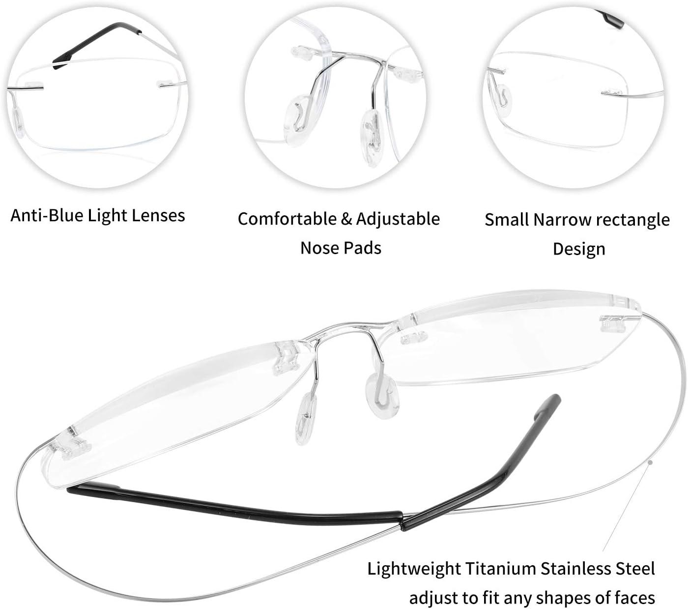 image:imageFEISEDY Lightweight Rimless Titanium Stainless Steel AntiBlue Light Reading Glasses B2686Silver