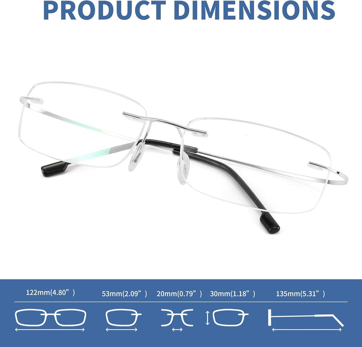 image:imageFEISEDY Lightweight Rimless Titanium Stainless Steel AntiBlue Light Reading Glasses B2686Silver