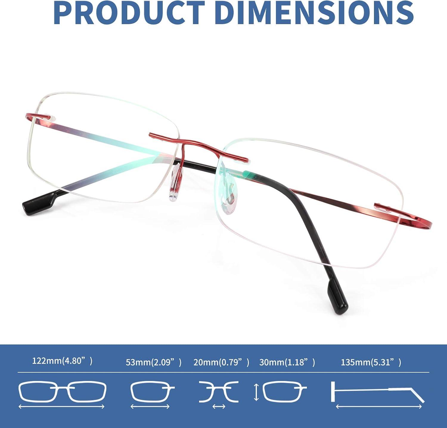 image:imageFEISEDY Lightweight Rimless Titanium Stainless Steel AntiBlue Light Reading Glasses B2686Wine