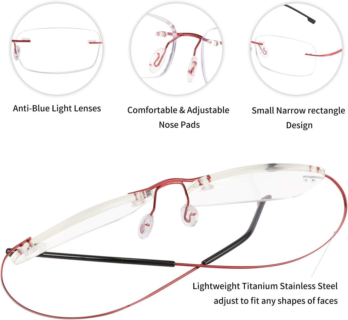 image:imageFEISEDY Lightweight Rimless Titanium Stainless Steel AntiBlue Light Reading Glasses B2686Wine