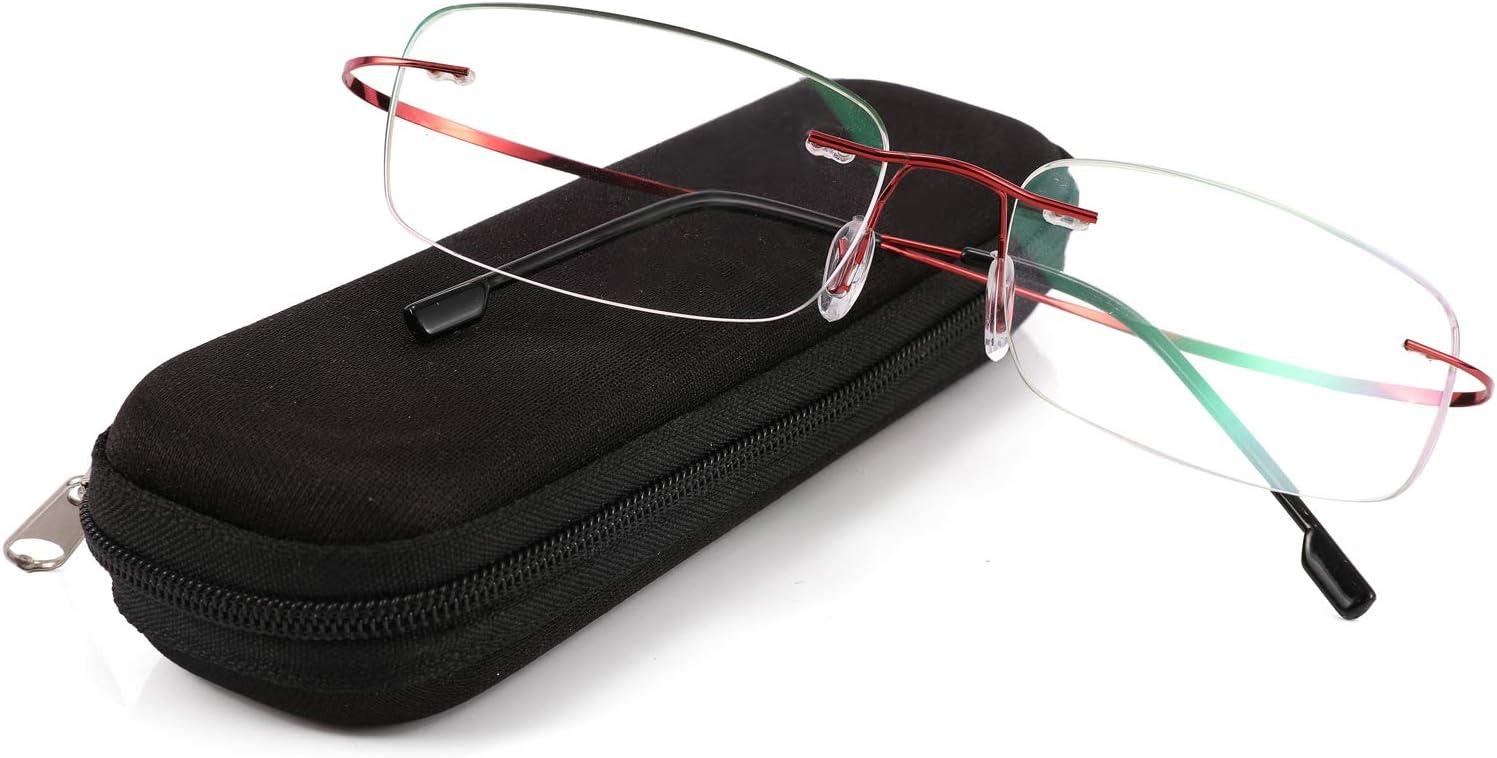 image:imageFEISEDY Lightweight Rimless Titanium Stainless Steel AntiBlue Light Reading Glasses B2686Wine
