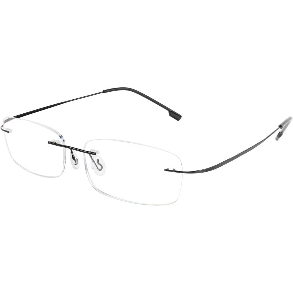 image:imageFEISEDY Lightweight Rimless Titanium Stainless Steel AntiBlue Light Reading Glasses B2686Black