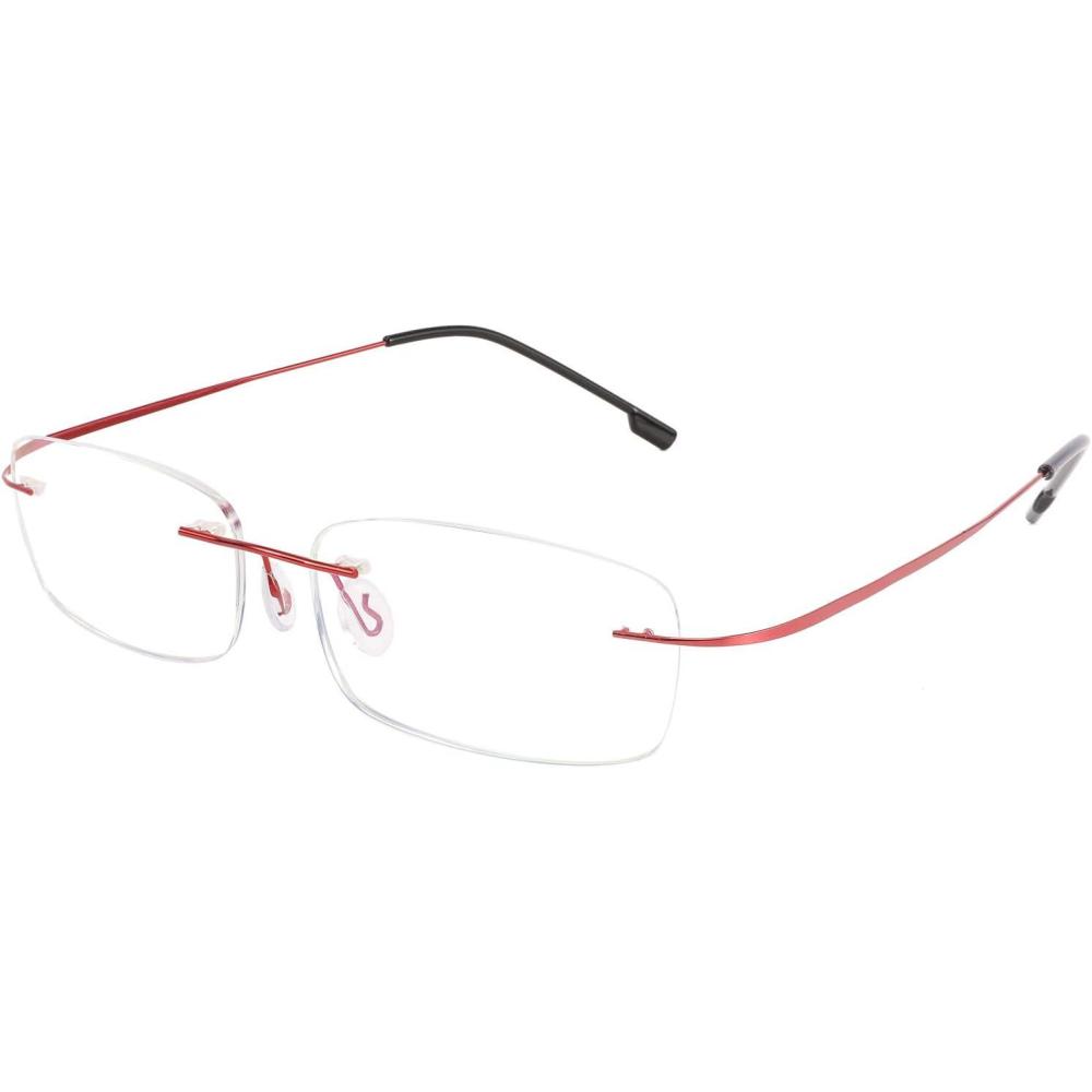image:imageFEISEDY Lightweight Rimless Titanium Stainless Steel AntiBlue Light Reading Glasses B2686Wine