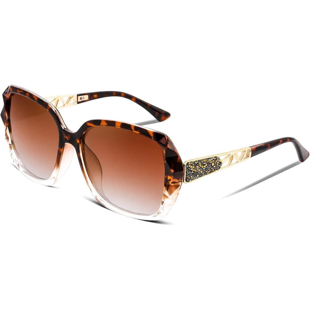 image:imageFEISEDY Polarized Women Square Sunglasses Sparkling Composite Shiny Frame B2289Leopard