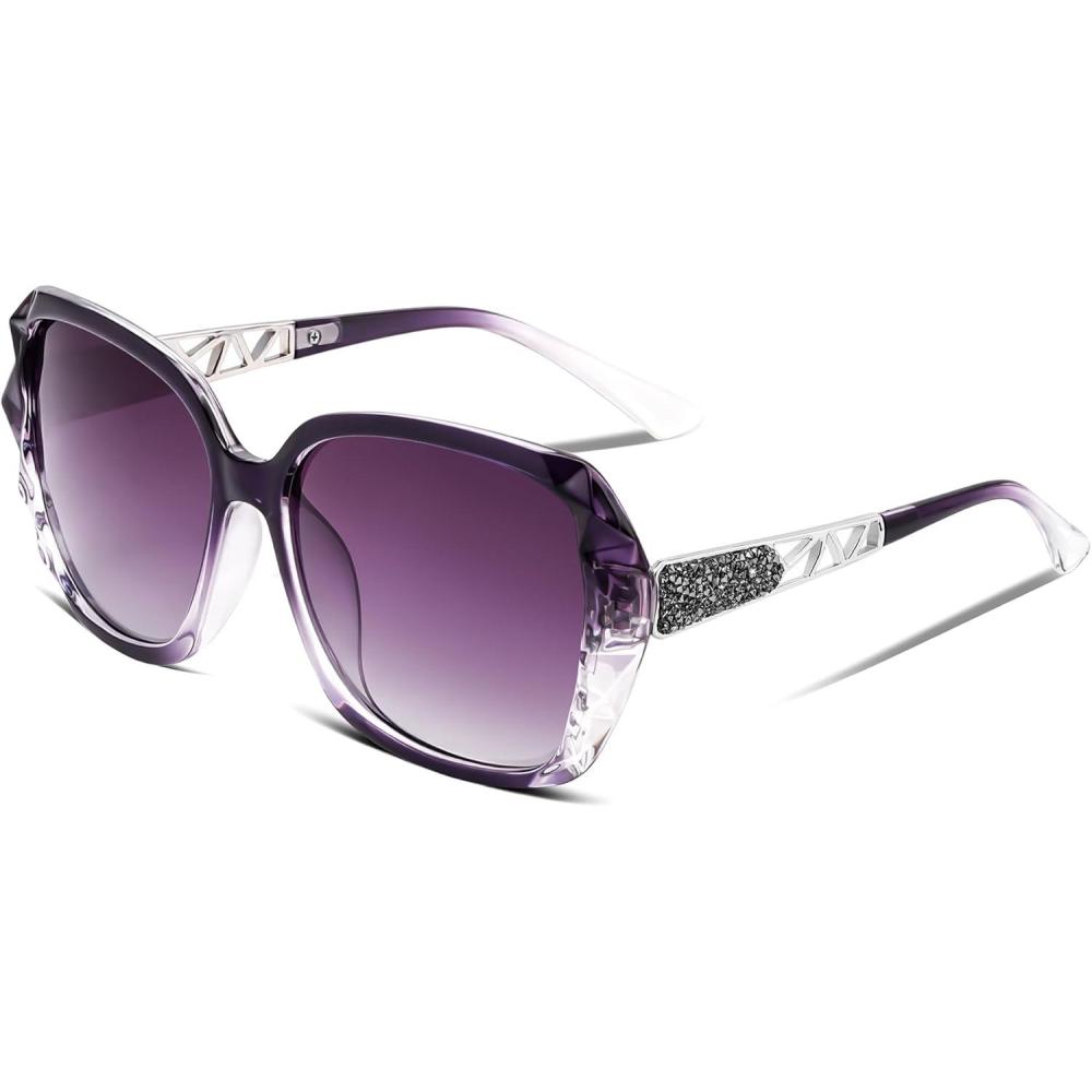 image:imageFEISEDY Polarized Women Square Sunglasses Sparkling Composite Shiny Frame B2289Violet Lavender