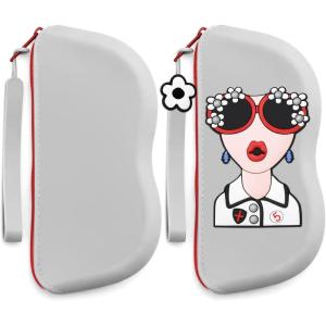 FEISEDY 2Pack Cartoon Silicone Glasses Pouch with Carrying Strap Cute Protective Eyewear Case for Travel B0386(Grey)