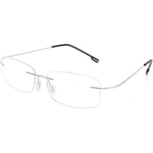 FEISEDY Lightweight Rimless Titanium Stainless Steel Anti-Blue Light Reading Glasses B2686(Silver)