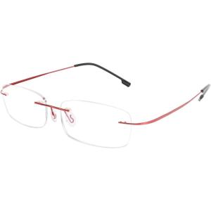 FEISEDY Lightweight Rimless Titanium Stainless Steel Anti-Blue Light Reading Glasses B2686(Wine)