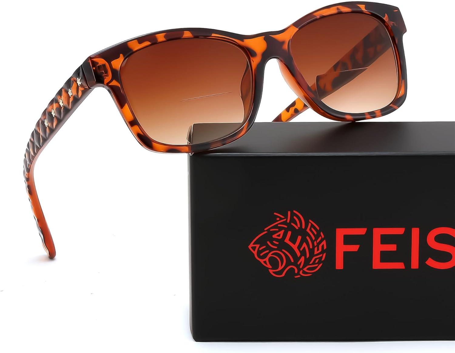 image:imageFEISEDY Bifocal Reading Sunglasses for Women Trendy Sunglasse Readers Outdoor Reader Sun Glasses UV400 Protection B0354Tortoise