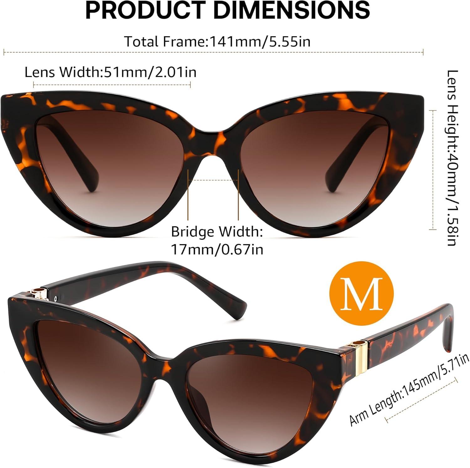 image:imageFEISEDY Cat eye Sunglasses with Polarized and UV400 Protection for Women Retro Stylish for Driving Fishing and Party B0428Tortoise Frame Gradient Tea Lens