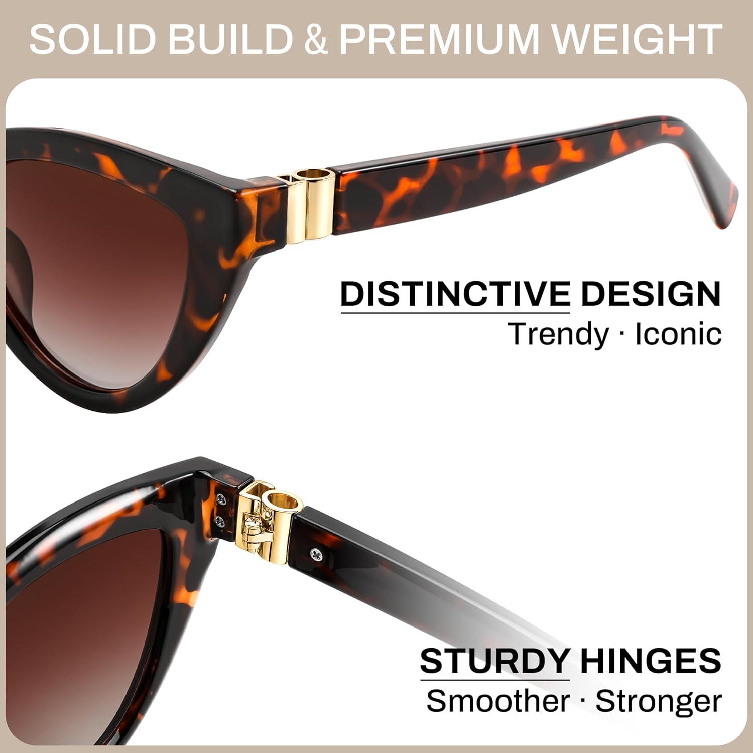 image:imageFEISEDY Cat eye Sunglasses with Polarized and UV400 Protection for Women Retro Stylish for Driving Fishing and Party B0428Tortoise Frame Gradient Tea Lens