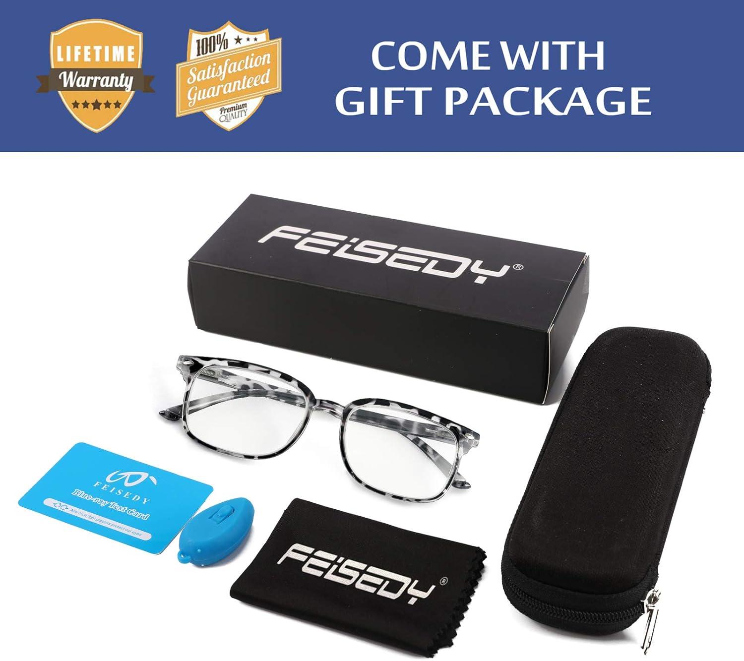image:imageFEISEDY Reading Glasses Blue Light Blocking Reader Glasses with Spring Temples B2566Leopard