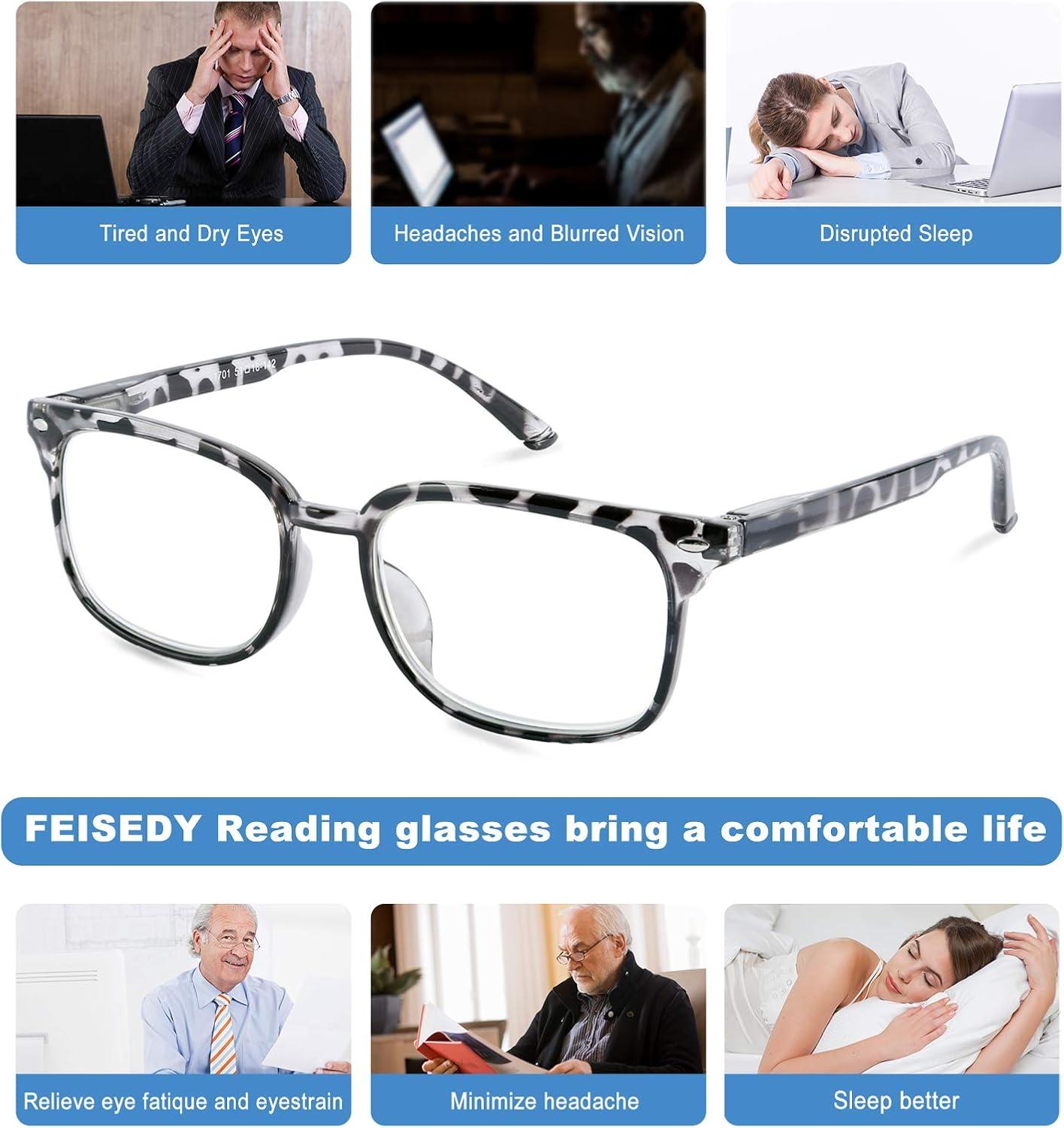 image:imageFEISEDY Reading Glasses Blue Light Blocking Reader Glasses with Spring Temples B2566Leopard