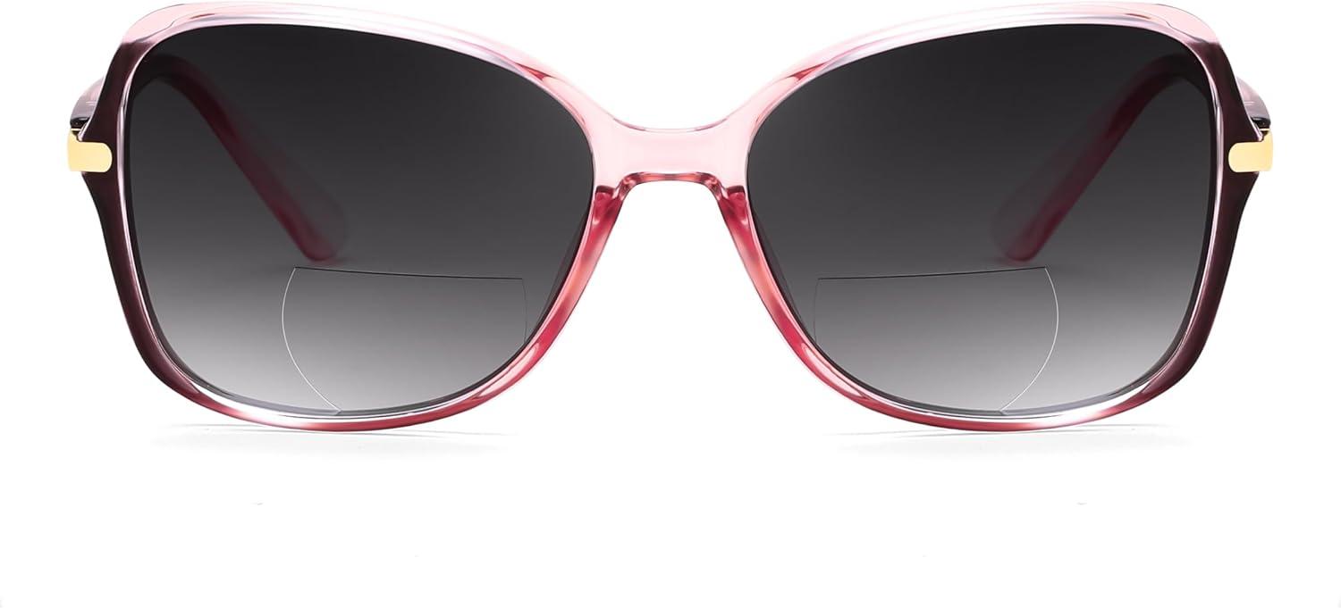 image:imageFEISEDY Women Bifocal Sunglasses Reader Butterfly Sun Reader Fashion Outdoor Reading Glasses UV400 Protection B0351Gradual Purple Pink
