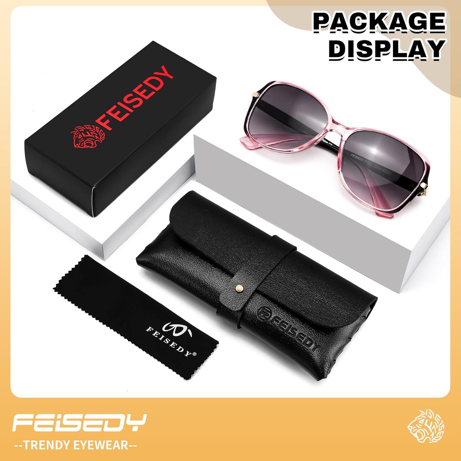 image:imageFEISEDY Women Bifocal Sunglasses Reader Butterfly Sun Reader Fashion Outdoor Reading Glasses UV400 Protection B0351Gradual Purple Pink